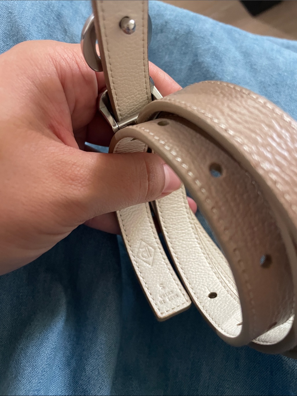 Edited Pieces Reversible Horsebit Belt In Beige And White With Silver Buckle — image 5 of 7
